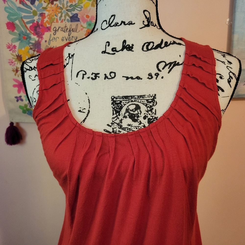 100% Modal The Limited Sleeveless Red Boho Top With Pockets, Elastic Hem, EUC XS - Picture 7 of 16